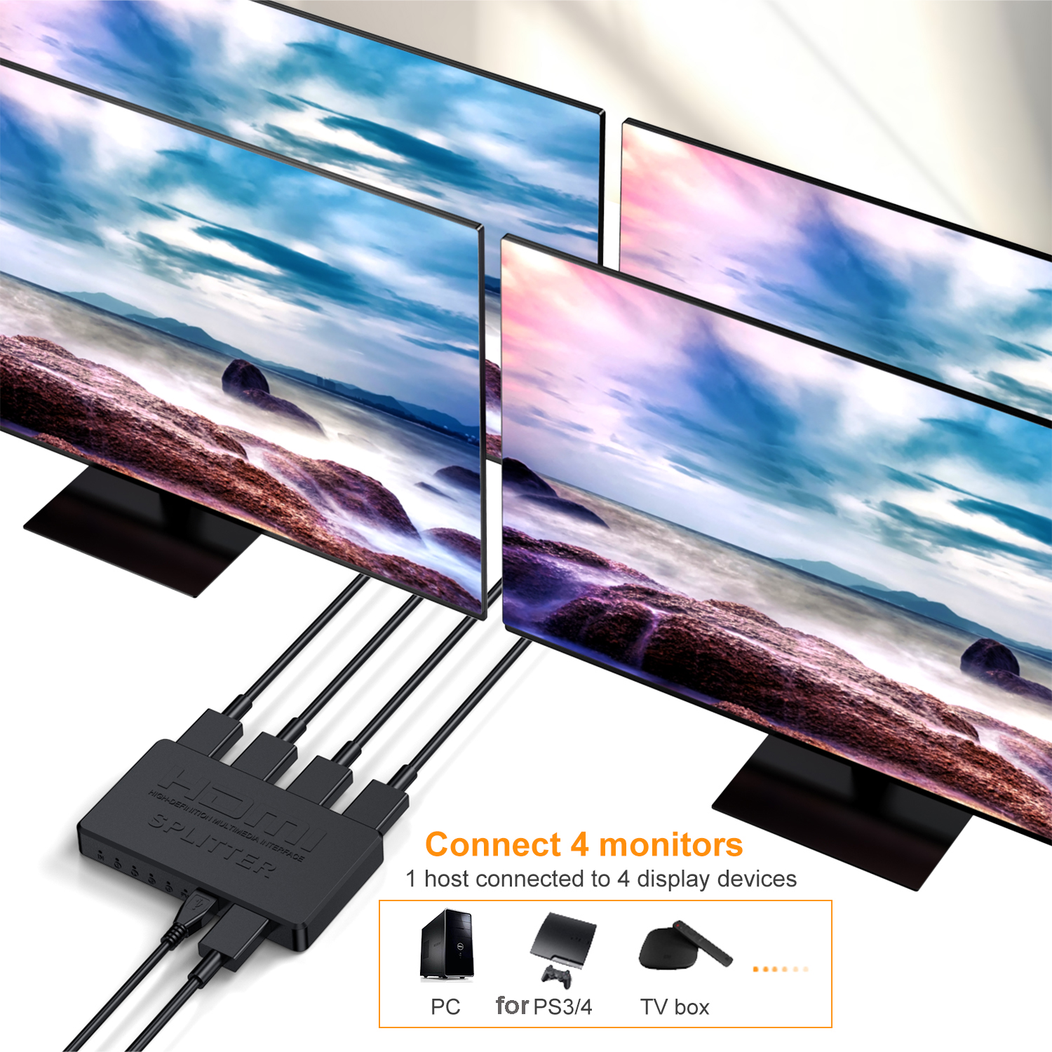 4K 2K HDMI Splitter 1 in 4 out - Gaming Console Bundle reseña y precio